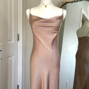 Silky cowl neck slip dress